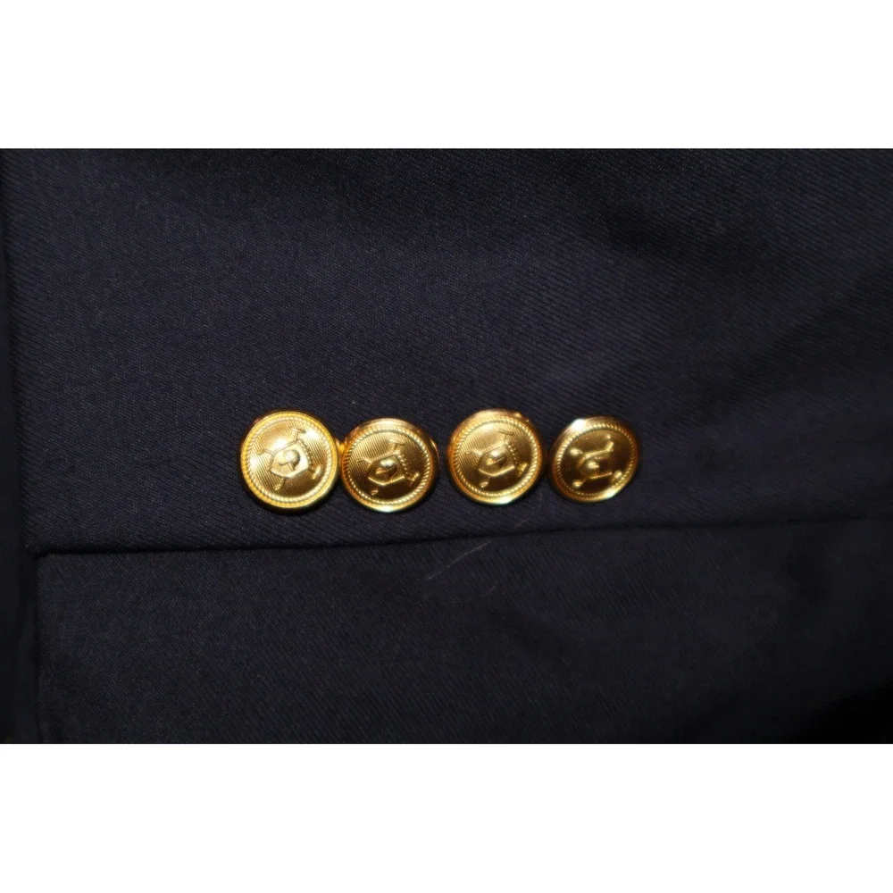 Lauren Ralph Lauren Blazer Mens 48L Navy Blue Wool Two Button Gold Crest